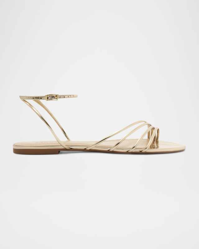 Inez Strappy Metallic Flat Sandals